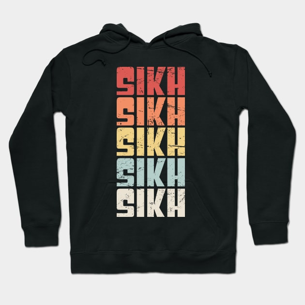 Retro 70s SIKH Text Hoodie by MeatMan